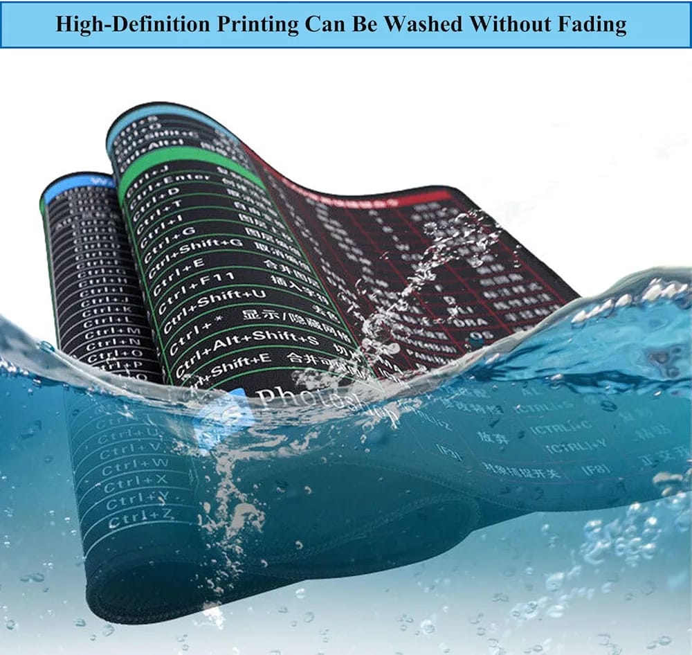 Large Excel Shortcut Keyboard & Mouse Pad & Table Mat (30×80cm) | Extended Non-Slip Desk Mat with Office Software Commands – Ideal for Work, Study & Gaming