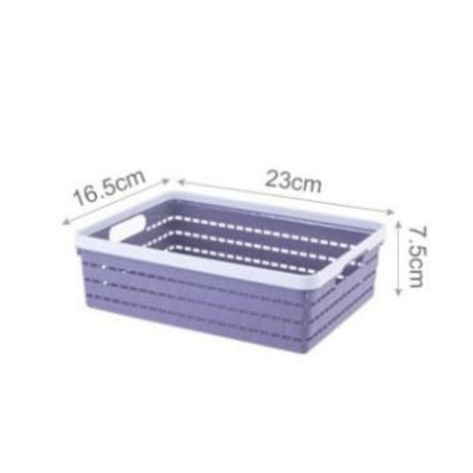 Multi-Purpose Storage Basket with Handles | Woven Plastic Organizing Bin | 23cm L x 16.5cm W x 7.5cm I Office Storage Organizer Bin for Pantry, School, Toy, Beauty Products