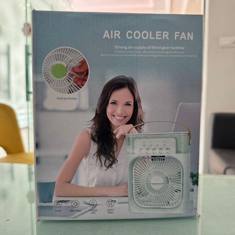 9 Inch Mist Fan | Portable Air Conditioner Fan | Mist Water, And Humidifier Function | Led Night Light Water Mist | Random Color