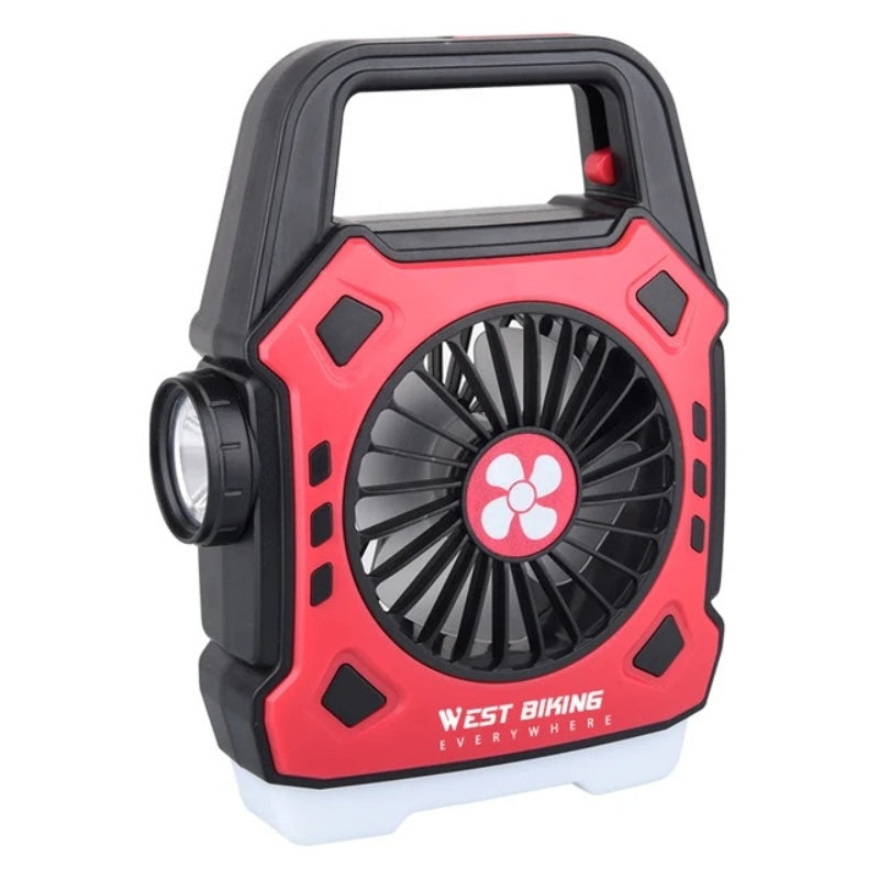 Multipurpose Rechargeable Desk & Camping Fan with LED Light, Flashlight & Power Bank – For Home, Travel & Outdoor Use | Random Color