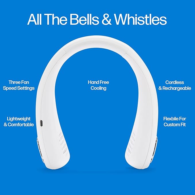 Wearable Neck Fan & Air Purifier | Arctic Air Freedom | USB Rechargeable 3-Speed Personal Cooler for Indoor & Outdoor Use | Random Color