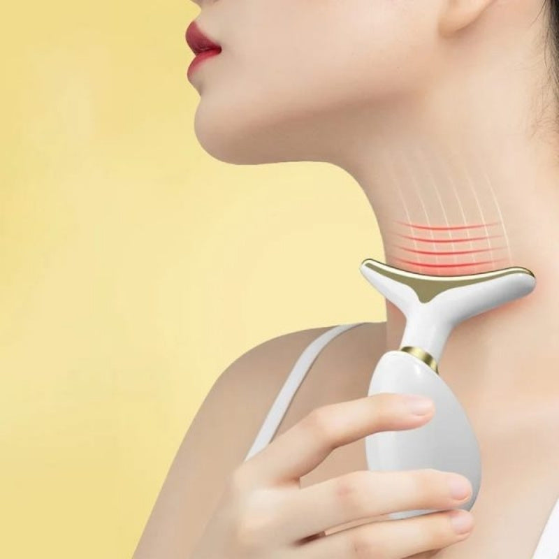 3-in-1 Rechargeable Face and Neck Massager with Red Light Therapy and Microcurrent for Skin Lifting and Anti-Wrinkle Care | Random Color