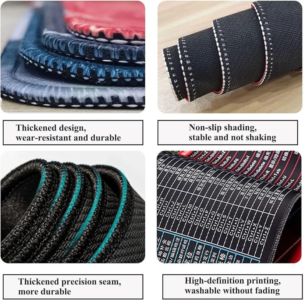 Large Excel Shortcut Keyboard & Mouse Pad & Table Mat (30×80cm) | Extended Non-Slip Desk Mat with Office Software Commands – Ideal for Work, Study & Gaming