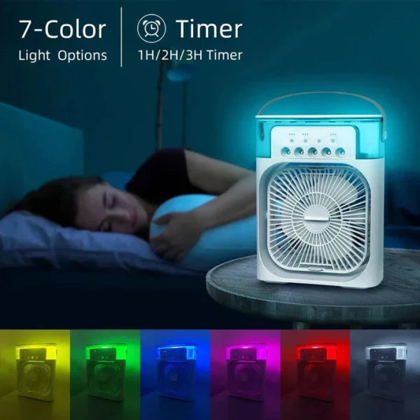 10 Inches | Large Size Portable Air Conditioner Fan | Usb Electric Fan With Led Night Light, Fine Mist Water, And Humidifier Function | Led Night Light Water Mist | Random Color